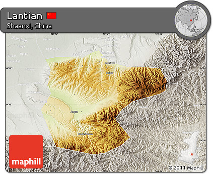 Physical Map of Lantian, lighten, semi-desaturated