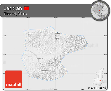 Silver Style Map of Lantian, single color outside