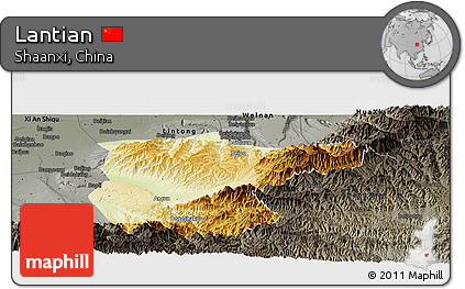 Physical Panoramic Map of Lantian, darken, semi-desaturated