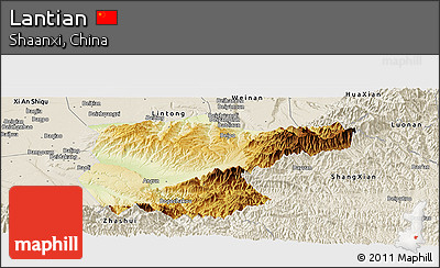 Physical Panoramic Map of Lantian, shaded relief outside