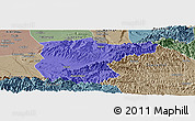 Political Panoramic Map of Lantian, semi-desaturated