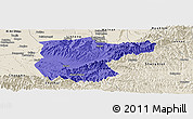 Political Panoramic Map of Lantian, shaded relief outside