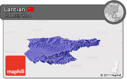 Political Panoramic Map of Lantian, single color outside