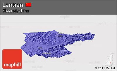Political Panoramic Map of Lantian, single color outside