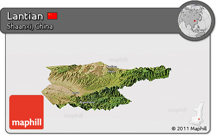 Satellite Panoramic Map of Lantian, cropped outside