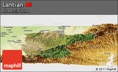 Satellite Panoramic Map of Lantian, physical outside