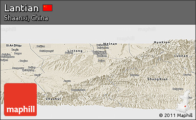 Shaded Relief Panoramic Map of Lantian