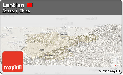 Shaded Relief Panoramic Map of Lantian, lighten
