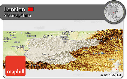 Shaded Relief Panoramic Map of Lantian, physical outside