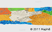 Shaded Relief Panoramic Map of Lantian, political outside