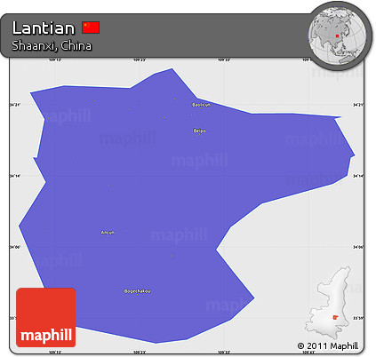 Political Simple Map of Lantian, single color outside