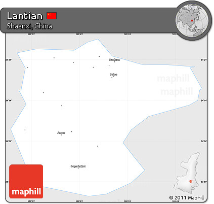 Silver Style Simple Map of Lantian, single color outside
