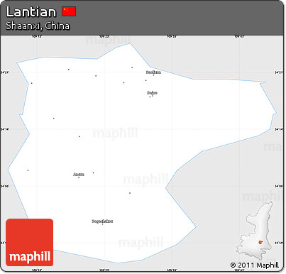 Silver Style Simple Map of Lantian, single color outside