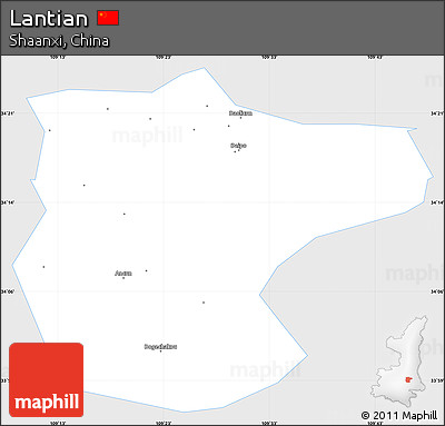 Silver Style Simple Map of Lantian, single color outside