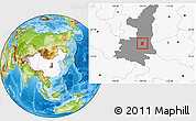 Physical Location Map of Lintong, highlighted country, highlighted parent region