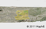 Satellite Panoramic Map of Lintong, semi-desaturated