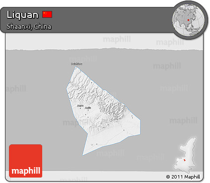 Gray 3D Map of Liquan, single color outside