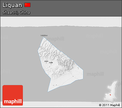 Gray 3D Map of Liquan, single color outside