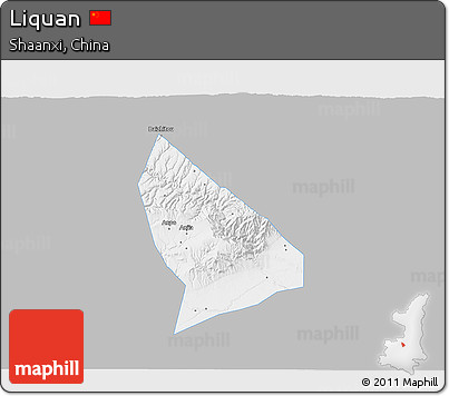Gray 3D Map of Liquan, single color outside