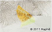 Physical 3D Map of Liquan, lighten, semi-desaturated