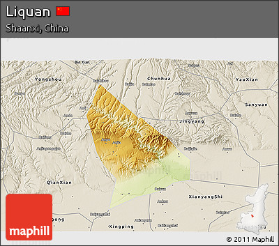 Physical 3D Map of Liquan, shaded relief outside