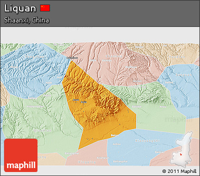 Political 3D Map of Liquan, lighten