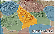 Political 3D Map of Liquan, semi-desaturated