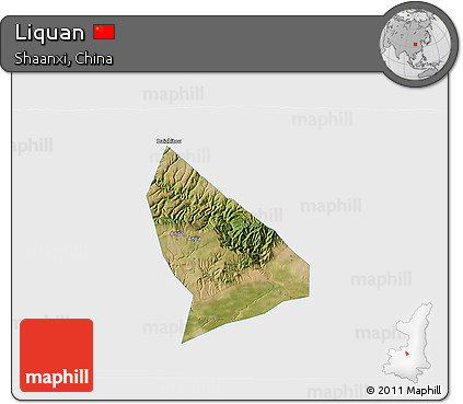 Satellite 3D Map of Liquan, single color outside