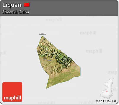 Satellite 3D Map of Liquan, single color outside