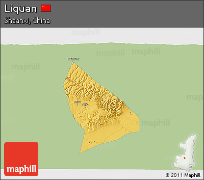 Savanna Style 3D Map of Liquan, single color outside
