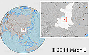 Gray Location Map of Liquan, highlighted parent region, hill shading