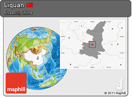 Physical Location Map of Liquan, highlighted country, highlighted parent region