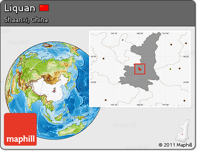 Physical Location Map of Liquan, highlighted country, highlighted parent region