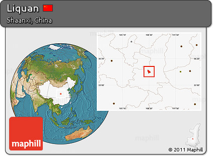 Satellite Location Map of Liquan, highlighted country