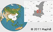 Satellite Location Map of Liquan, highlighted country, highlighted parent region