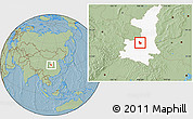 Savanna Style Location Map of Liquan, highlighted parent region, hill shading