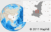 Shaded Relief Location Map of Liquan, highlighted country, highlighted parent region