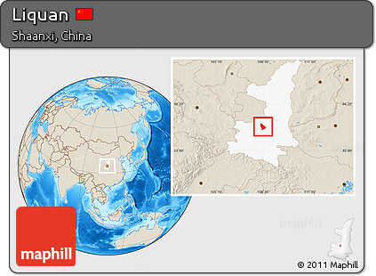Shaded Relief Location Map of Liquan, highlighted parent region