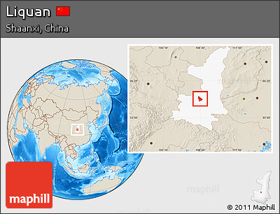 Shaded Relief Location Map of Liquan, highlighted parent region