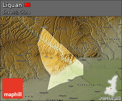 Physical Map of Liquan, darken