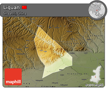 Physical Map of Liquan, darken