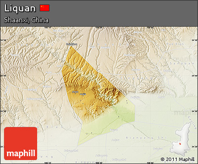 Physical Map of Liquan, lighten