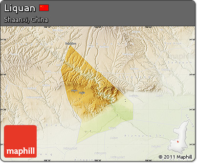 Physical Map of Liquan, lighten