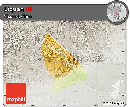 Physical Map of Liquan, lighten, semi-desaturated