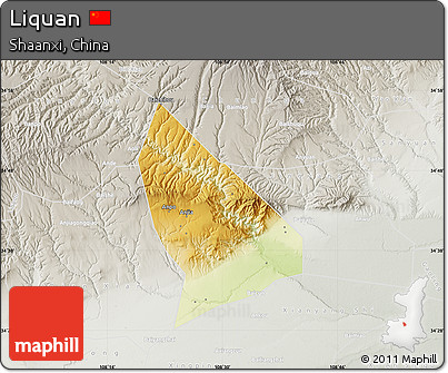 Physical Map of Liquan, lighten, semi-desaturated