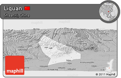 Gray Panoramic Map of Liquan