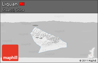 Gray Panoramic Map of Liquan, single color outside