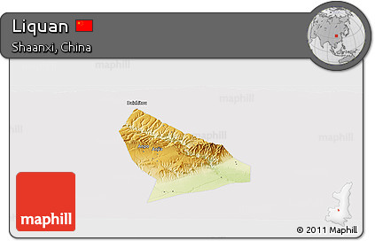 Physical Panoramic Map of Liquan, cropped outside