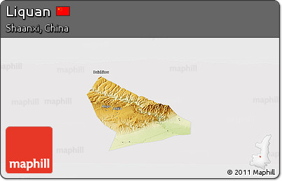 Physical Panoramic Map of Liquan, cropped outside