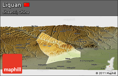 Physical Panoramic Map of Liquan, darken